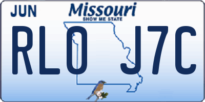 MO license plate RL0J7C