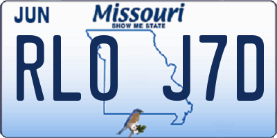 MO license plate RL0J7D