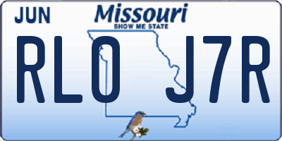 MO license plate RL0J7R