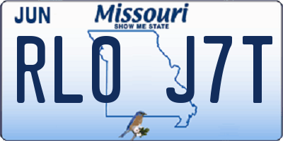 MO license plate RL0J7T