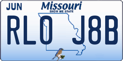 MO license plate RL0J8B