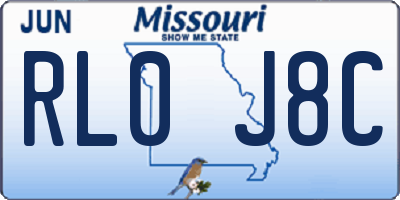 MO license plate RL0J8C