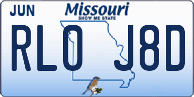 MO license plate RL0J8D