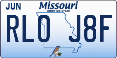 MO license plate RL0J8F