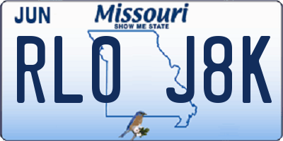MO license plate RL0J8K