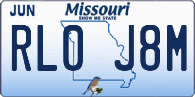 MO license plate RL0J8M