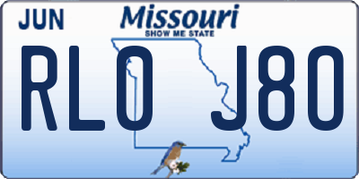 MO license plate RL0J8O