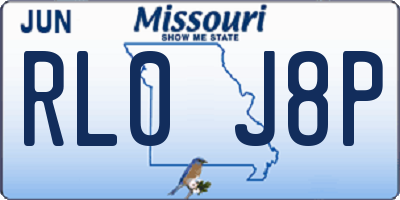 MO license plate RL0J8P