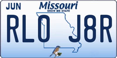 MO license plate RL0J8R