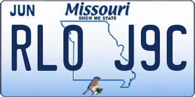MO license plate RL0J9C