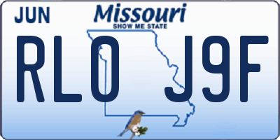 MO license plate RL0J9F