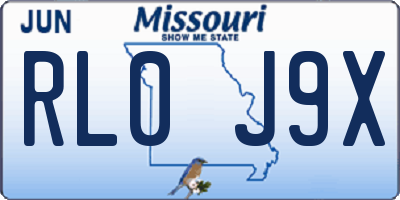 MO license plate RL0J9X
