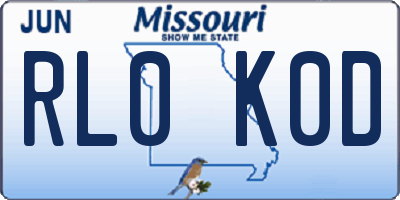 MO license plate RL0K0D