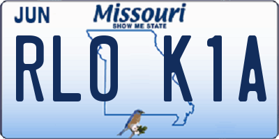 MO license plate RL0K1A