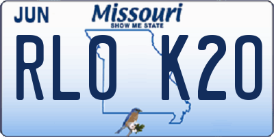 MO license plate RL0K2O