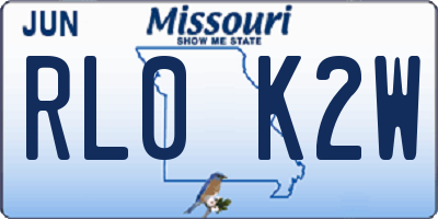 MO license plate RL0K2W