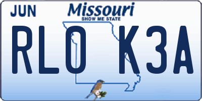 MO license plate RL0K3A
