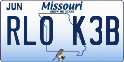 MO license plate RL0K3B