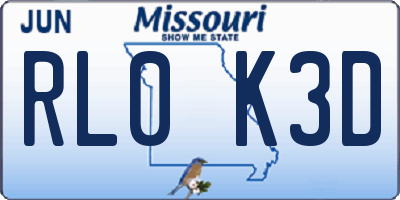MO license plate RL0K3D