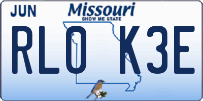 MO license plate RL0K3E
