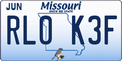 MO license plate RL0K3F