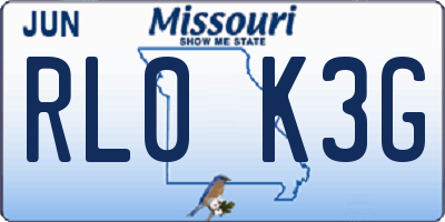 MO license plate RL0K3G