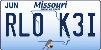 MO license plate RL0K3I