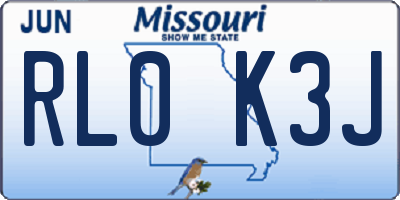 MO license plate RL0K3J
