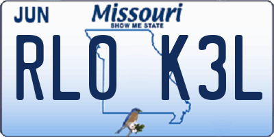 MO license plate RL0K3L