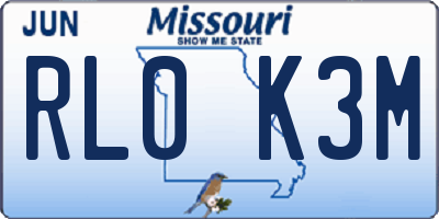 MO license plate RL0K3M