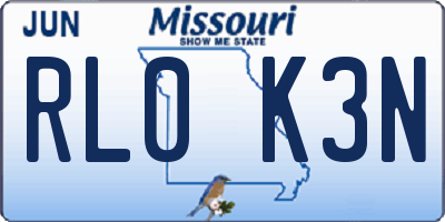 MO license plate RL0K3N