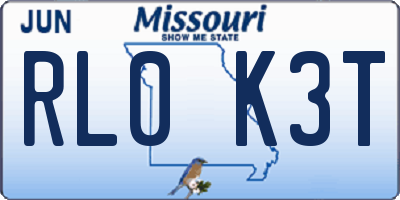 MO license plate RL0K3T