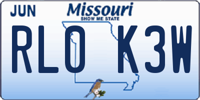 MO license plate RL0K3W