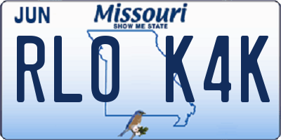 MO license plate RL0K4K