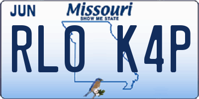 MO license plate RL0K4P