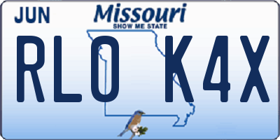 MO license plate RL0K4X
