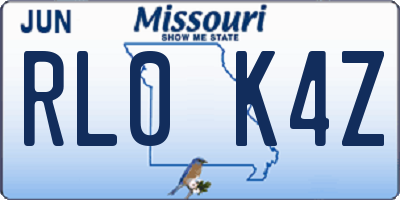 MO license plate RL0K4Z