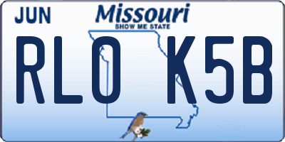 MO license plate RL0K5B