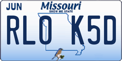 MO license plate RL0K5D