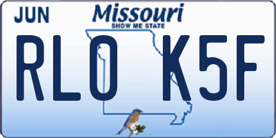 MO license plate RL0K5F