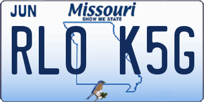 MO license plate RL0K5G