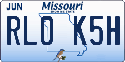 MO license plate RL0K5H