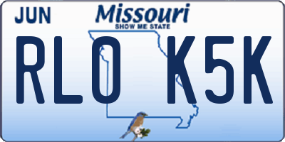 MO license plate RL0K5K
