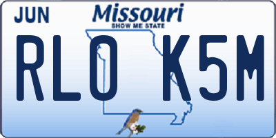 MO license plate RL0K5M