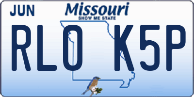 MO license plate RL0K5P