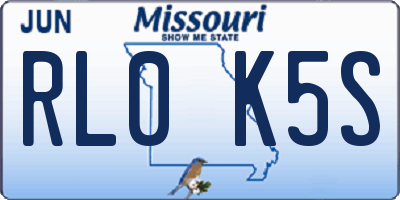 MO license plate RL0K5S