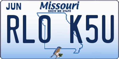 MO license plate RL0K5U