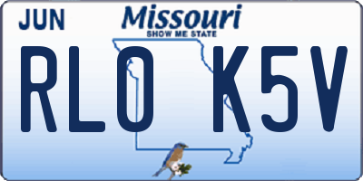 MO license plate RL0K5V
