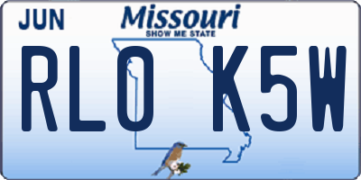 MO license plate RL0K5W