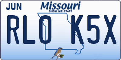 MO license plate RL0K5X